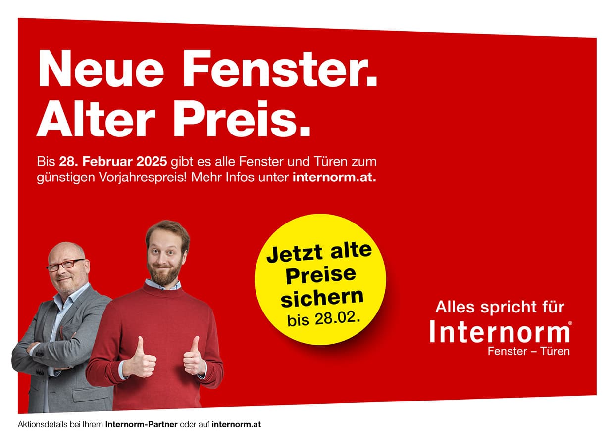 Aktionsangebot Internormfenster "Neue Fenster, Alter Preis."